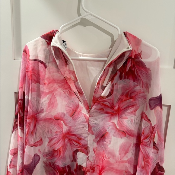 Leena for Mac Duggal Pink Floral Cape Mini Dress - Picture 7 of 9